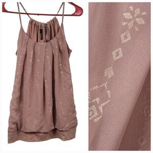 Maurices Sleeveless Top Medium Dusty Rose Pleated Neck Sheer Halter Keyhole Back